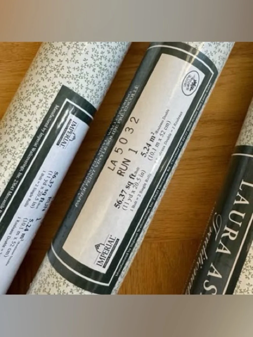 3 Rolls Laura Ashley Traditions Imperial Wallpaper Vintage USA Green White New